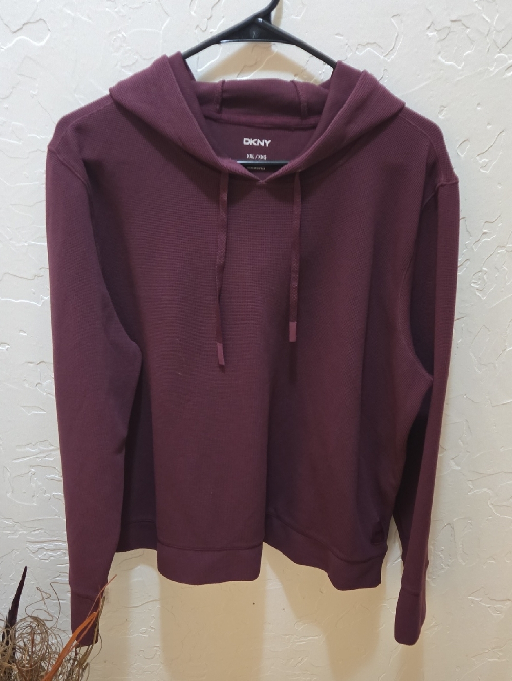 DKNY Women's Burgundy Hooded Pullover Sweatshirt